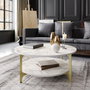 Hanah Home Versy - Gold Mesa de Centro con Diseño de Mármol